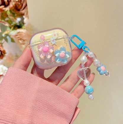 Fashion Flower Case for AirPods 4 & Pro 2–1 | Cute Earphone Cover with Keychain