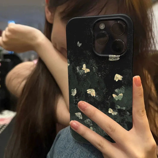 Korean Y2K Black Butterfly Case for iPhone 16 15 14 13 12 11 XR XS