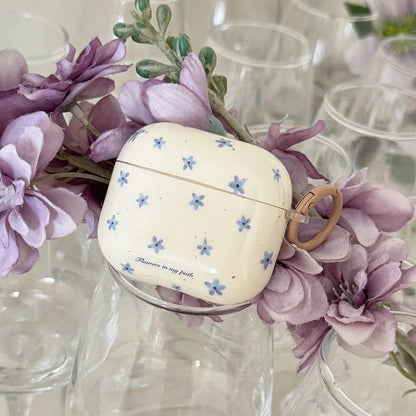 Spring Fresh Blue Flower INS Soft Case for AirPods 4, Pro 2, and 3rd Gen