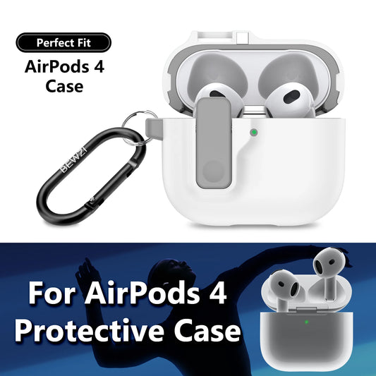 Protective Case for AirPods 4 with Pushbutton Switch and Magnetic Pop-Open Lid