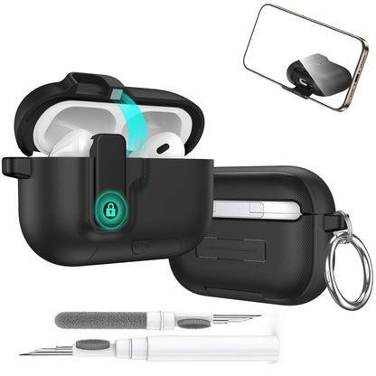 AirPods Pro 3 Protective Case with Stand, Cleaner & Magnetic Lock – Sand Stone