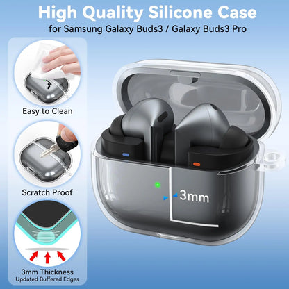 Clear Silicone Case Cover for Samsung Galaxy Buds 3 Pro & Buds 3
