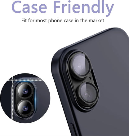 2PCS Metal + Tempered Glass Camera Lens Protector for iPhone 16–13 Pro Max/Plus
