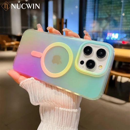 Aurora Gradient Matte MagSafe Case for iPhone 13 14 Pro Max Plus Shockproof