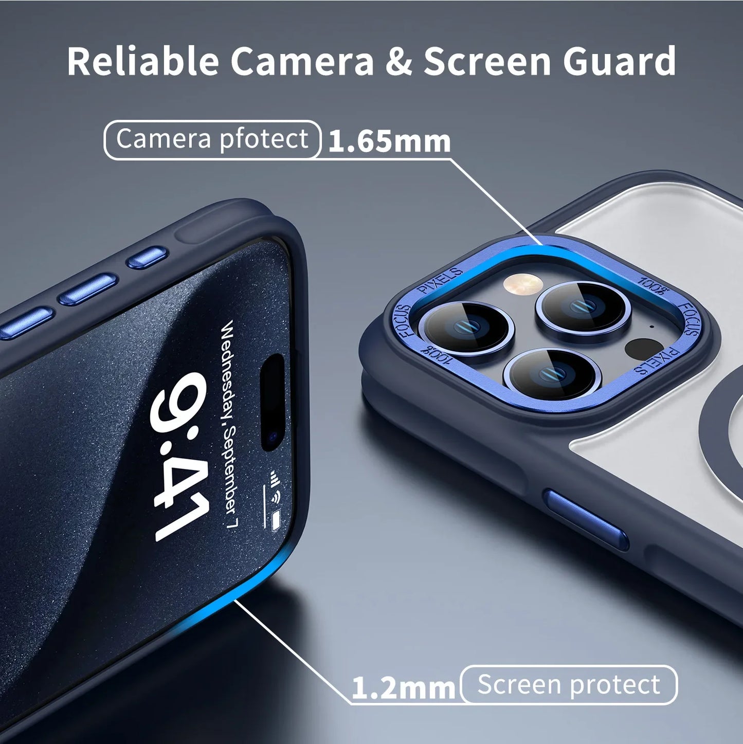 HD Transparent MagSafe Case for iPhone 16 15 14 13 12 Pro Max Metal Buttons