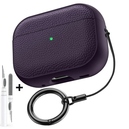 Leather Pattern TPU Case for AirPods Pro 3 – Full Protection with Keychain