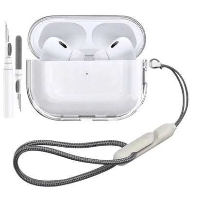 Soft Transparent TPU Case for AirPods Pro 3 – Shockproof with Keychain & Kit