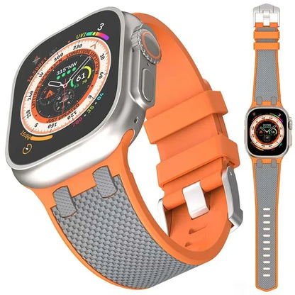 Carbon Fiber Silicone Strap for Apple Watch Ultra 2 49mm Series 9 8 7 6 SE