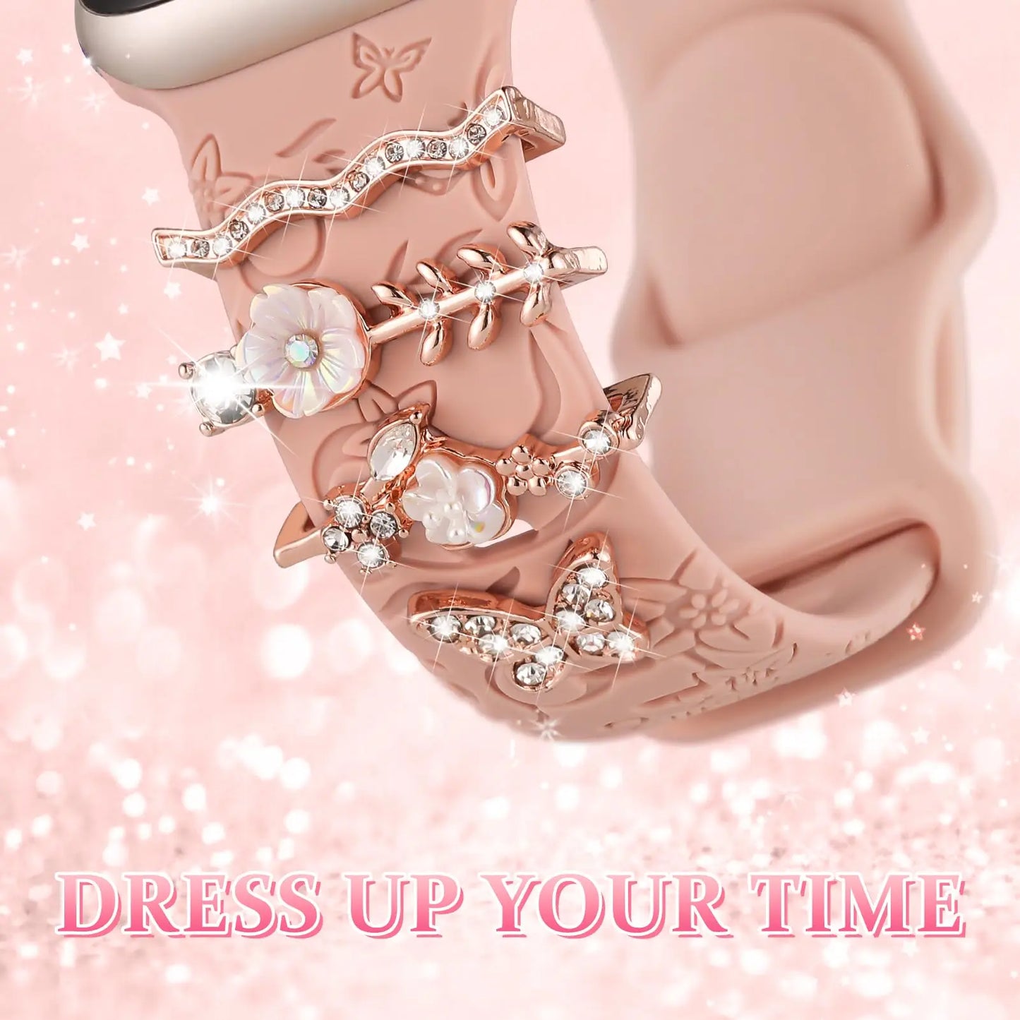 Diamond Metal Charms for Apple Watch Band Bling Rings for iWatch Series 9-6 SE