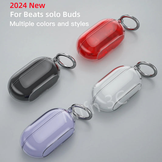 Transparent Protective Case with Keyring for Beats Solo Buds Earbuds 2024