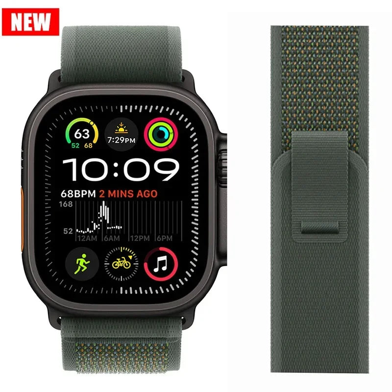 Trail Loop Strap for Apple Watch Ultra 2 and Series 10–6, Sizes 49–38mm