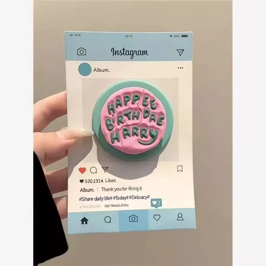 Cute Pink Magnetic Grip Stand for iPhone 17 | MagSafe Smart Holder Tok