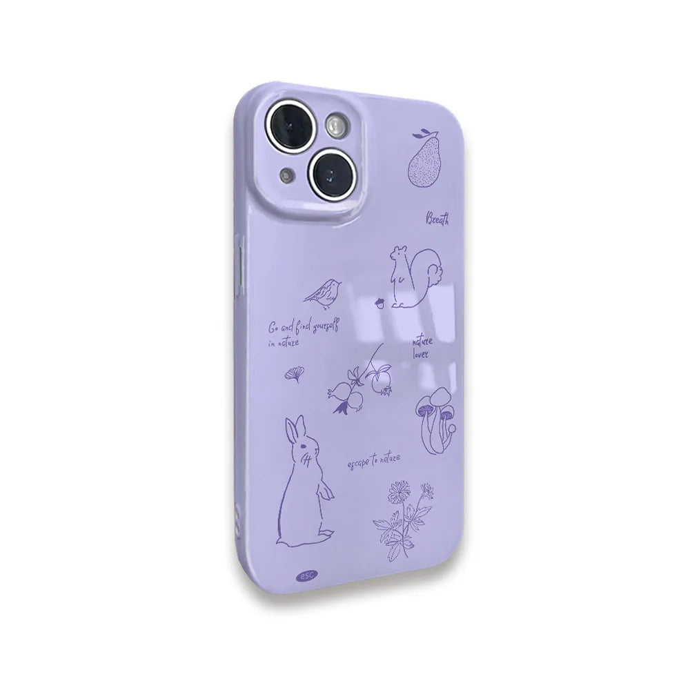 INS Purple Healing Rabbit Case for iPhone 15 Pro Max 14 13 12 11 Pro Plus
