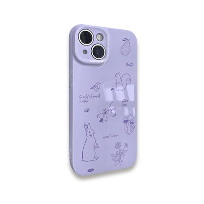 INS Purple Healing Rabbit Case for iPhone 15 Pro Max 14 13 12 11 Pro Plus