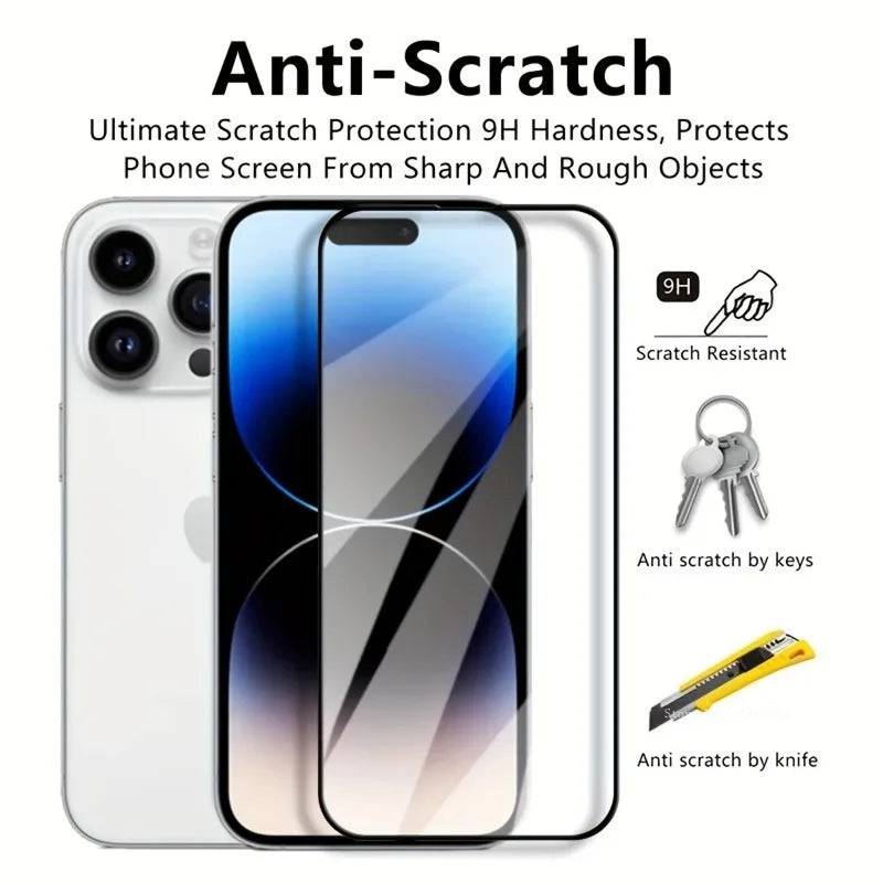 5PCS Tempered Glass Screen Protectors for iPhone 15–7 | Full Coverage Set