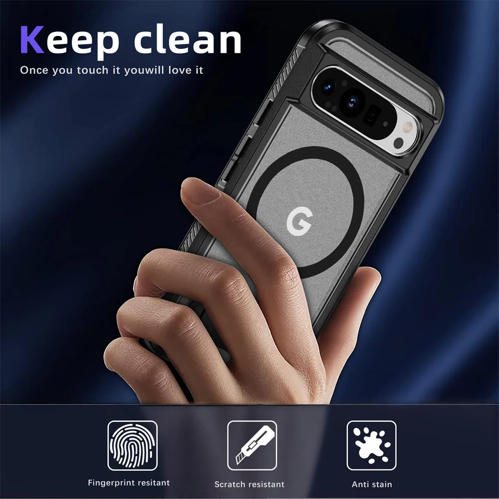 Magnetic Armor Stand Case for Google Pixel 9/8 Pro XL 8A Shockproof Cover