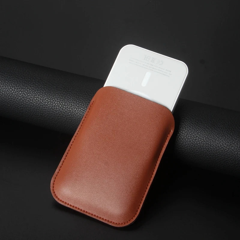 Leather Power Bank Pouch Case for iPhone 13 MagSafe External Battery Cover