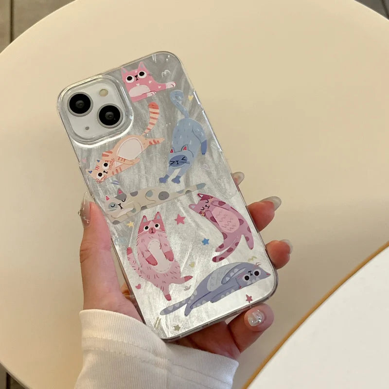 Cute Kitten Graphic Phone Case for iPhone 15 14 13 12 11 SE X XR XS Max