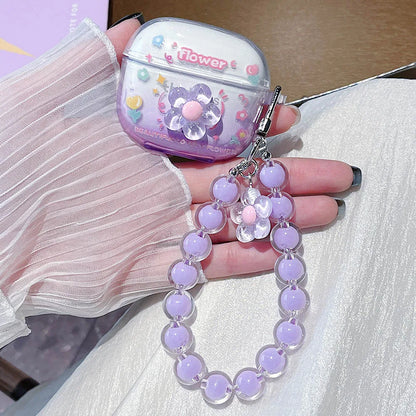 Korean Floral TPU Case for Lenovo LP40 Pro/LP40S | Clear Cover with Beaded Charm