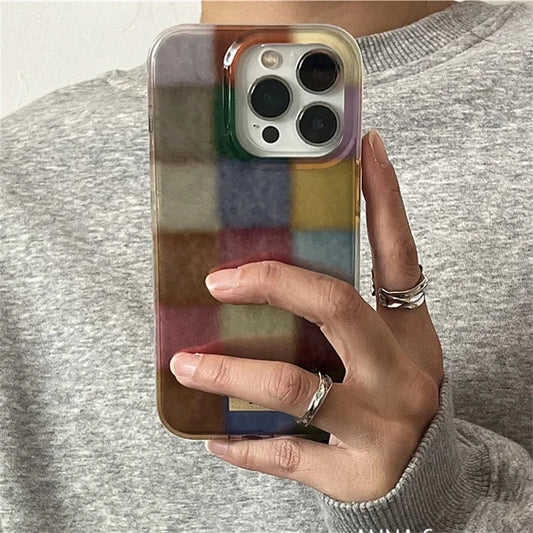 Vortex Grid Pattern Colorful Case for iPhone 16 15 14 13 12 11 SE