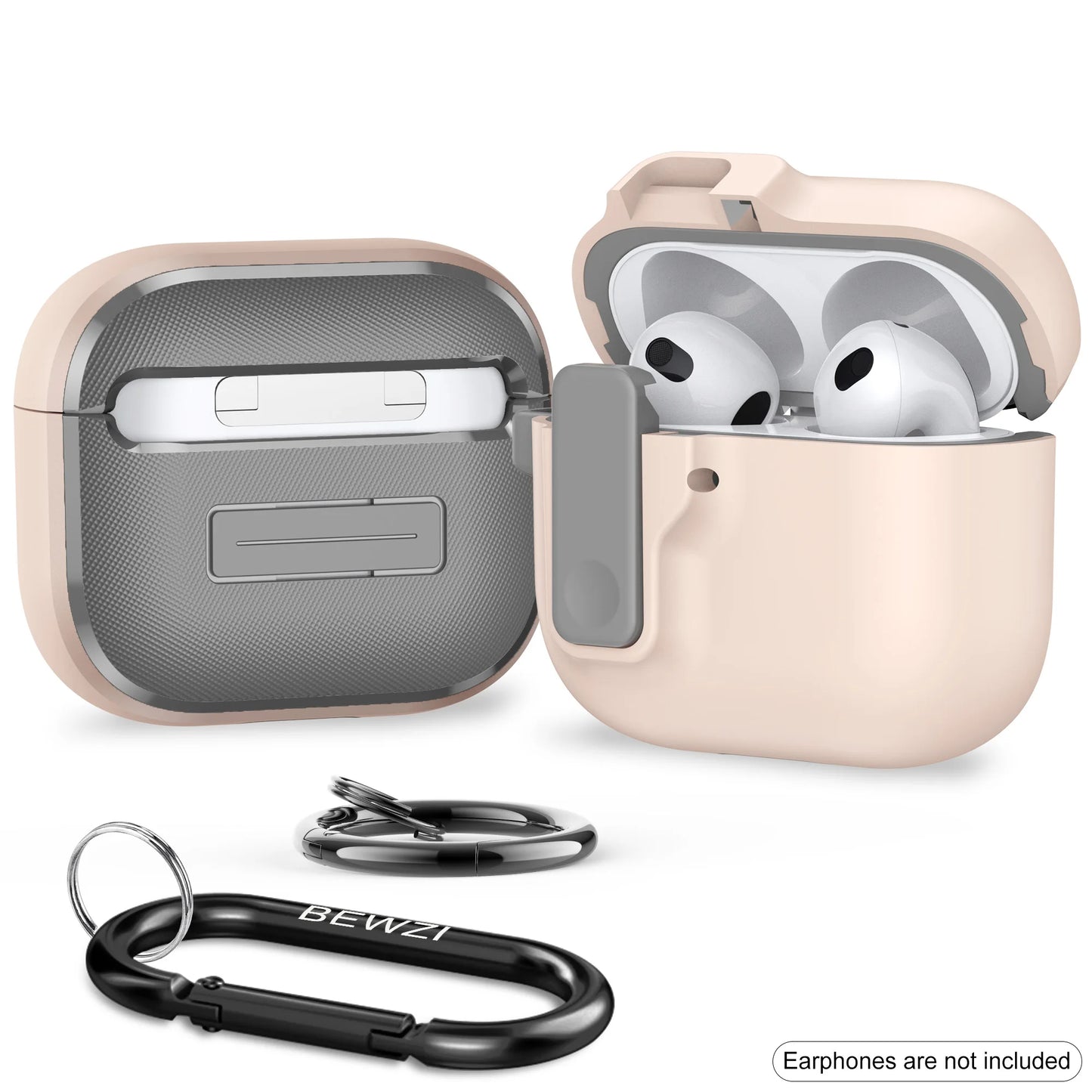 Protective Case for AirPods 4 with Pushbutton Switch and Magnetic Pop-Open Lid