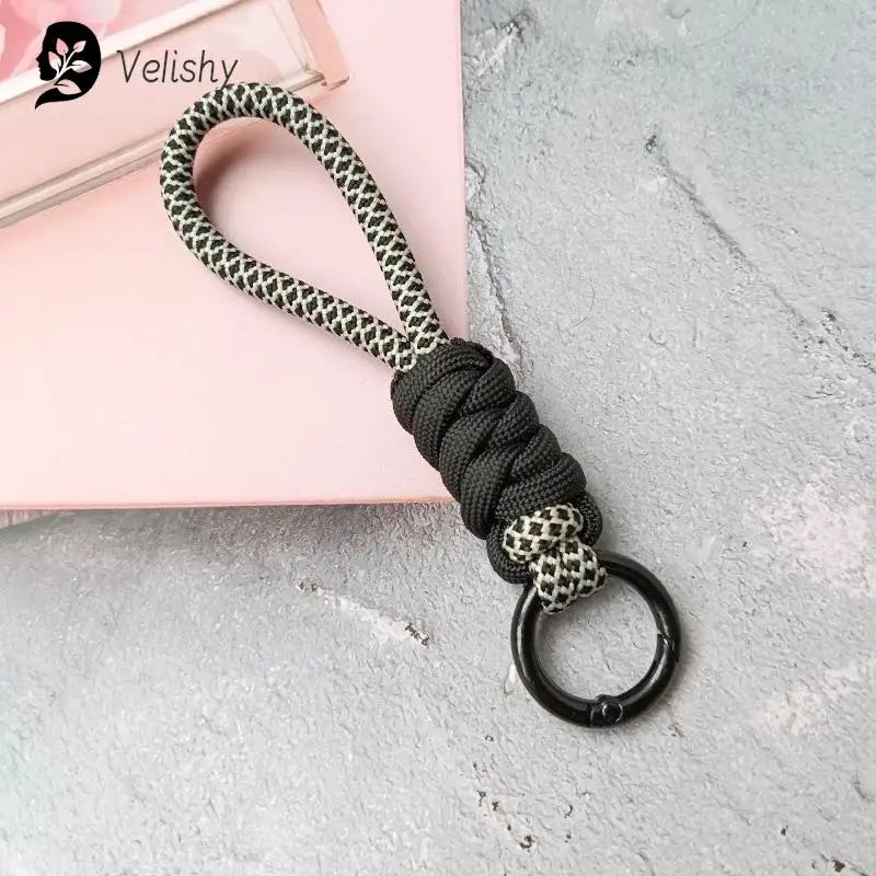 Braided Umbrella Rope Keychain Lanyard – Strong Strap for Keys and Phone Accessories