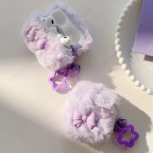 Pink Plush Case for AirPods Pro 2 & 3 Soft USB-C Earphone Cover Coque Protection