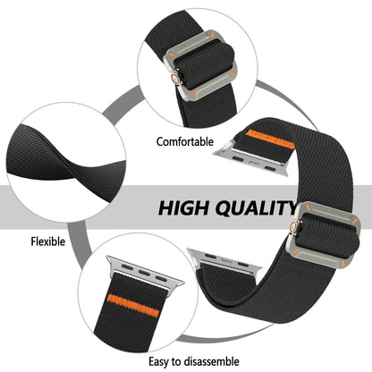 Elastic Nylon Band for Apple Watch Ultra 2 & Series 10–5, 49–41mm