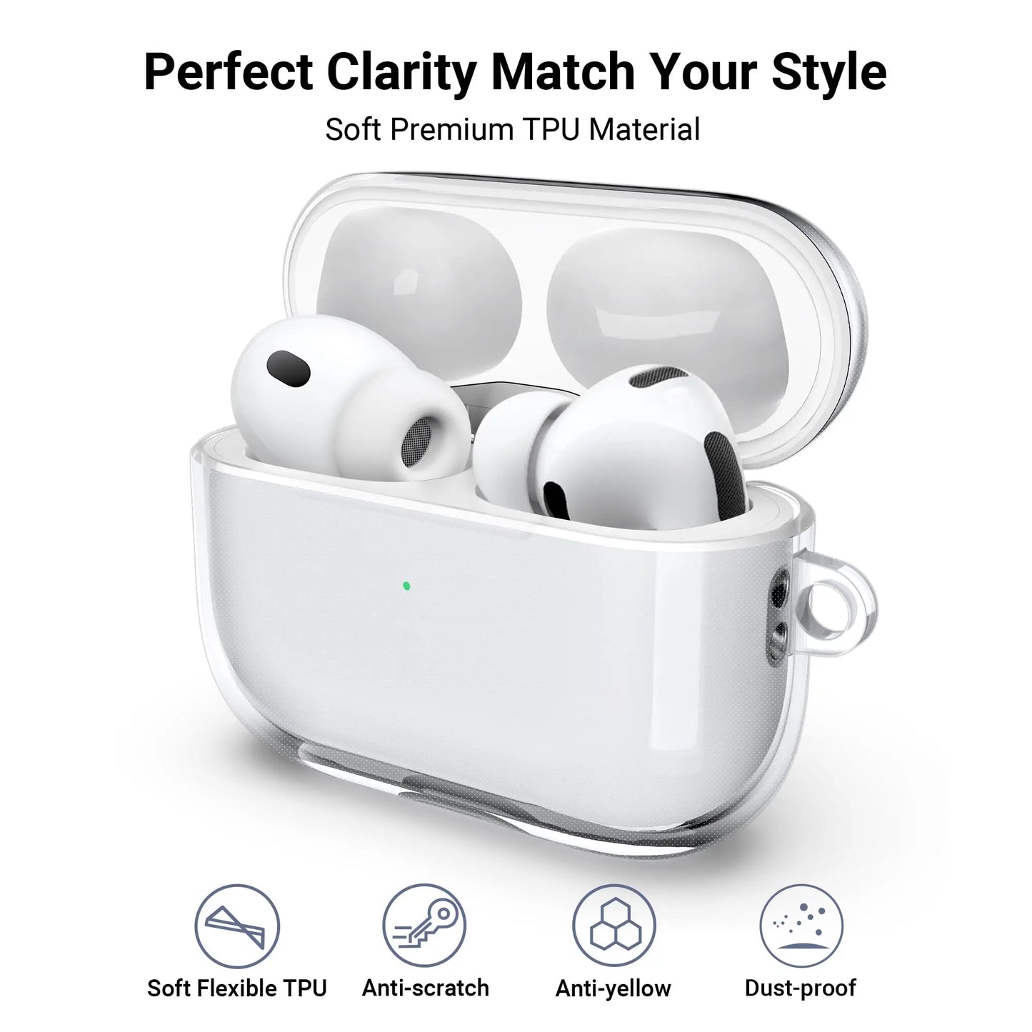 2025 Clear Case for AirPods Pro 3 – Shockproof Cover with Keychain & Cleaner Kit