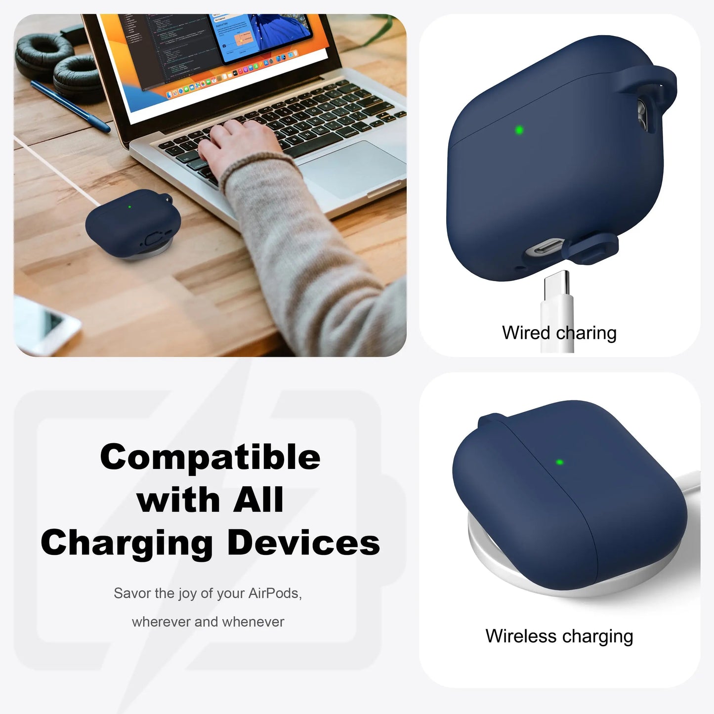 Soft Silicone AirPods Pro 3 Case – Keychain & Cleaning Kit Included