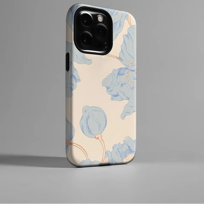 Serene Blue Floral Case for iPhone 17 16 15 14 13 12 Pro Max Plus