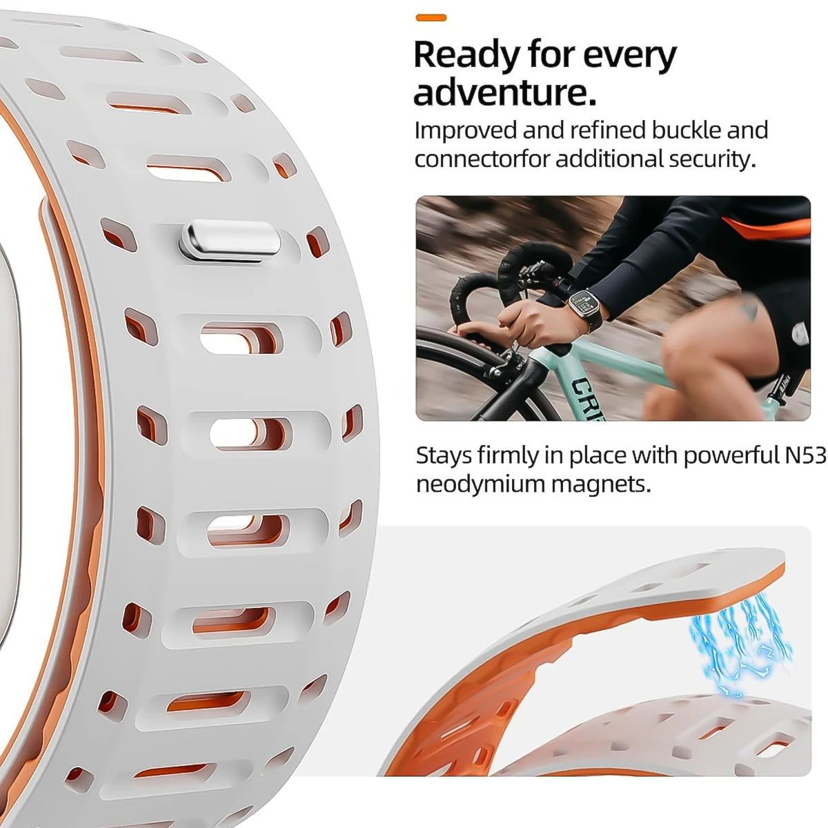 Magnetic Silicone Strap for Apple Watch Ultra 2 & Series 10–7 SE 42–49mm Band