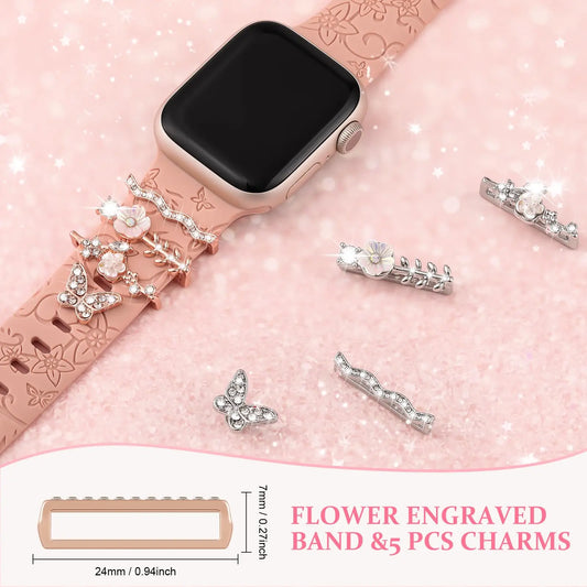 Diamond Metal Charms for Apple Watch Band Bling Rings for iWatch Series 9-6 SE
