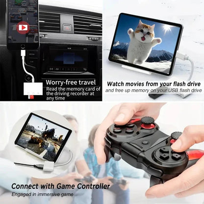 3-in-1 USB-C Card Reader Adapter – SD/TF Memory & OTG Converter for Phones/Tablets