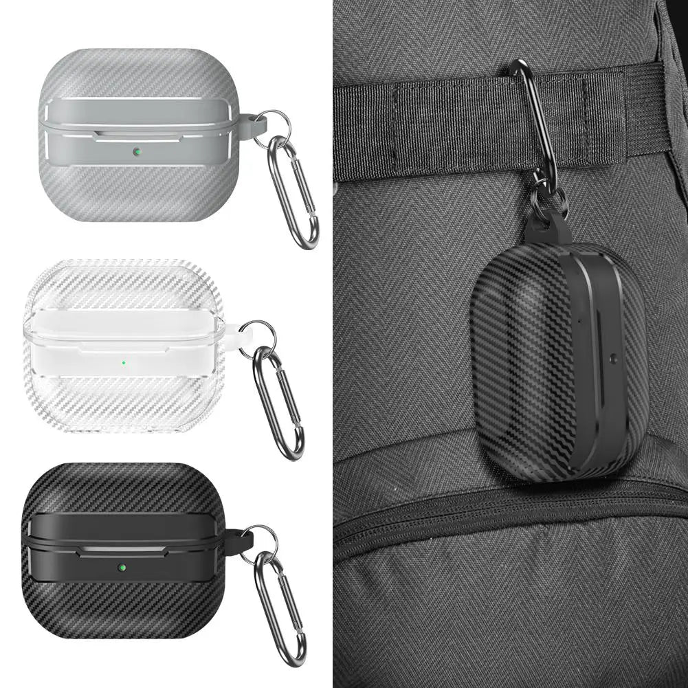Carbon Fiber TPU Case with Buckle for Samsung Galaxy Buds 3 Pro