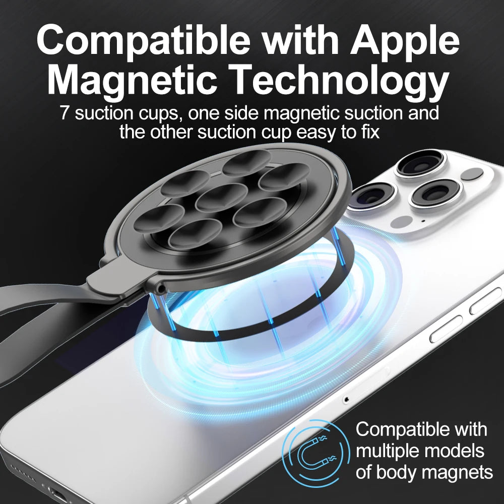 Magnetic Ring Buckle Phone Stand with Silicone Suction Cup for MagSafe Devices