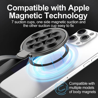 Magnetic Ring Buckle Phone Stand with Silicone Suction Cup for MagSafe Devices