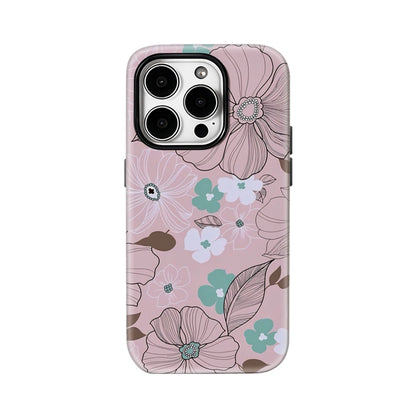 Pastel Floral Case for iPhone 17 16 15 14 13 12 Pro Max Plus Double-Layer