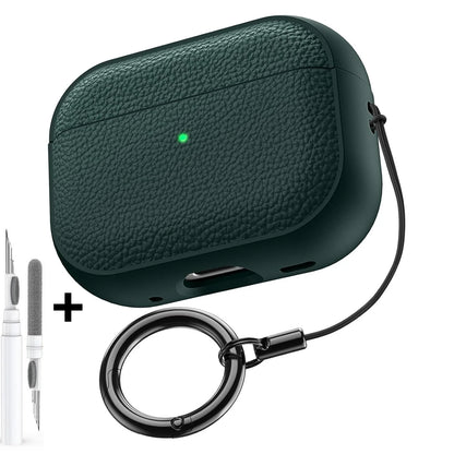 Leather Pattern TPU Case for AirPods Pro 3 – Full Protection with Keychain