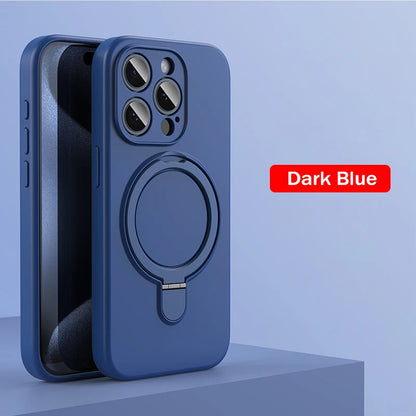 Liquid Silicone Ring Holder Case for iPhone 12–14 Pro Max/Plus Magnetic Cover