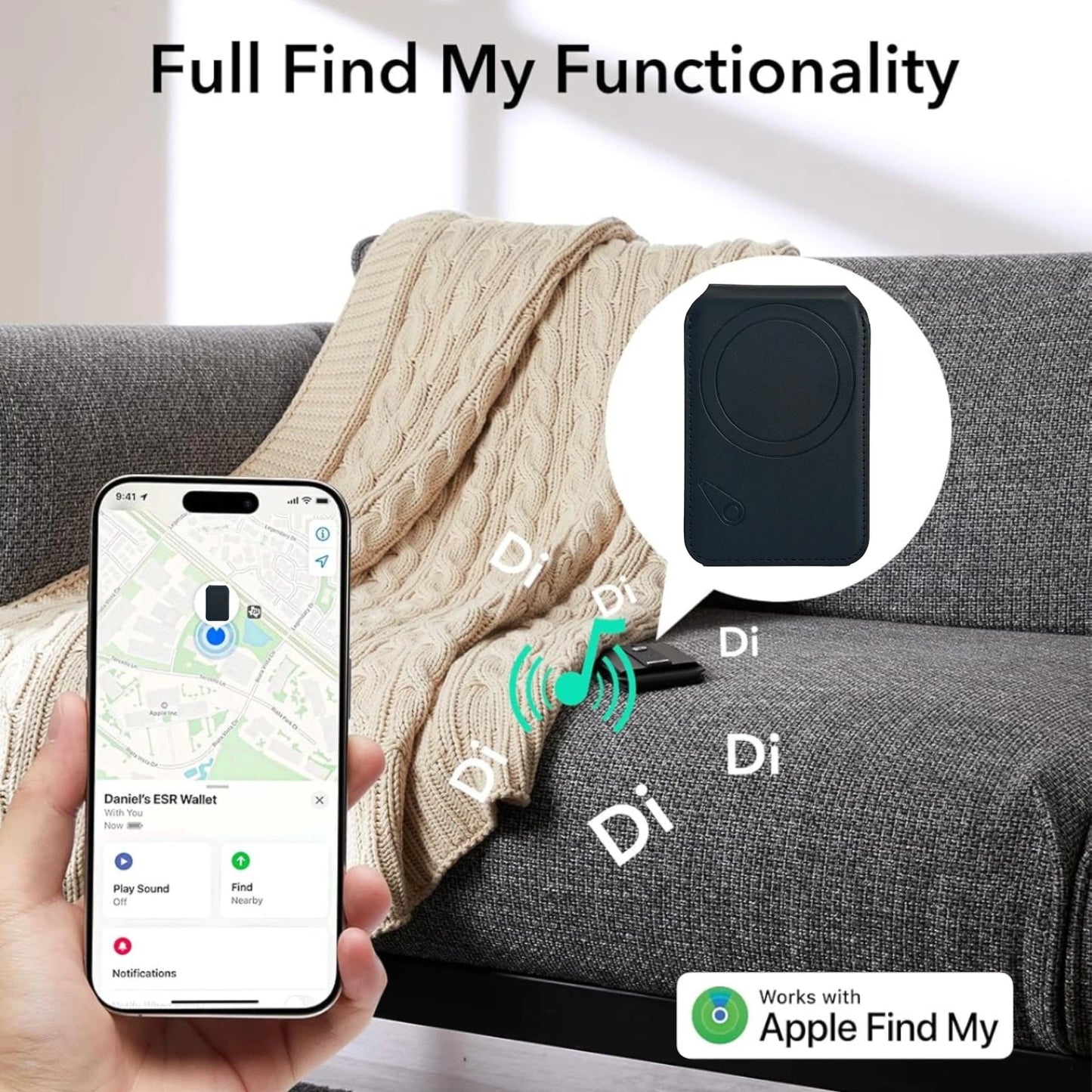 MagSafe Wallet with Find My, 3000g Magnet Strength and Adjustable Stand