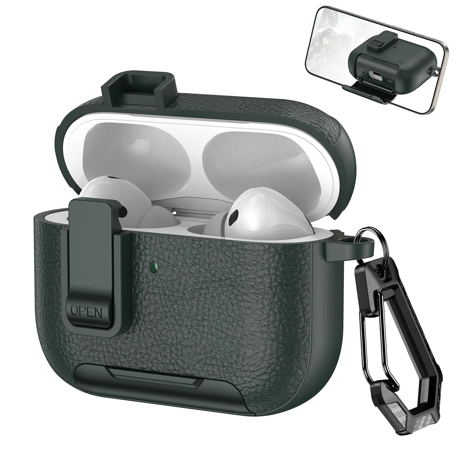 AirPods Pro 3 (2025) Leather Case – Secure Lock Bracket Protective Cover