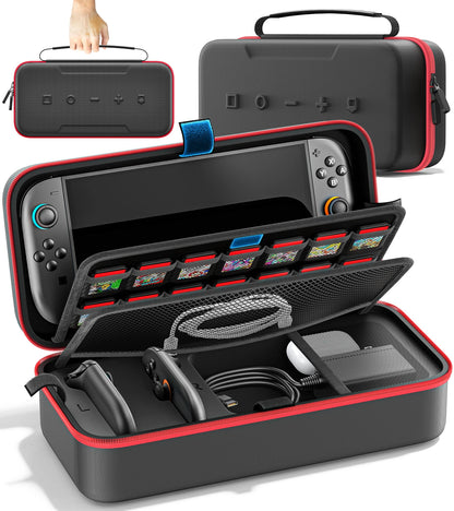 For Switch 2 & Switch Original & Switch OLED Large Storage Bag Anti-Scratch Waterproof Travel Carrying Case for Nintendo Switch
