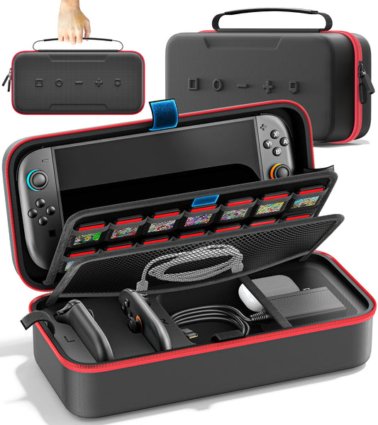 For Switch 2 & Switch Original & Switch OLED Large Storage Bag Anti-Scratch Waterproof Travel Carrying Case for Nintendo Switch