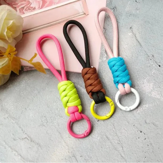 Braided Umbrella Rope Keychain Lanyard – Strong Strap for Keys and Phone Accessories