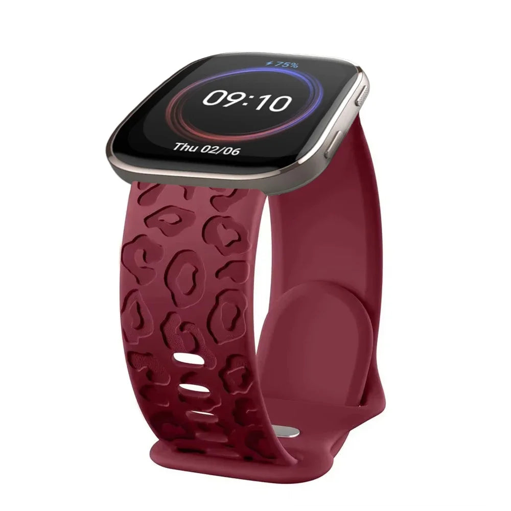 20mm Engraved Leopard Silicone Strap for Amazfit GTS 3/4 Mini BIP Smartwatch