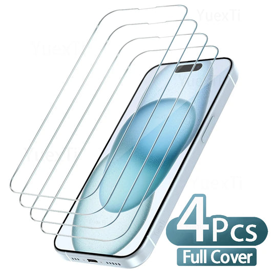 4-Pack Tempered Glass Screen Protectors for iPhone 7–16 Pro Max