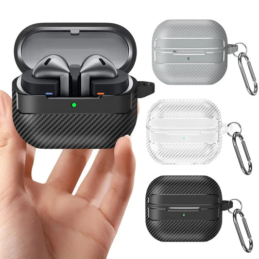 Carbon Fiber TPU Case with Buckle for Samsung Galaxy Buds 3 Pro