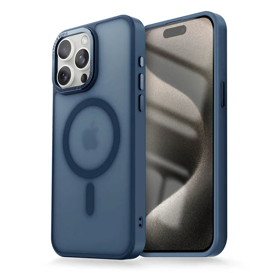 Matte Transparent MagSafe Case with Metal Lens Ring for iPhone 11–13 Pro Max