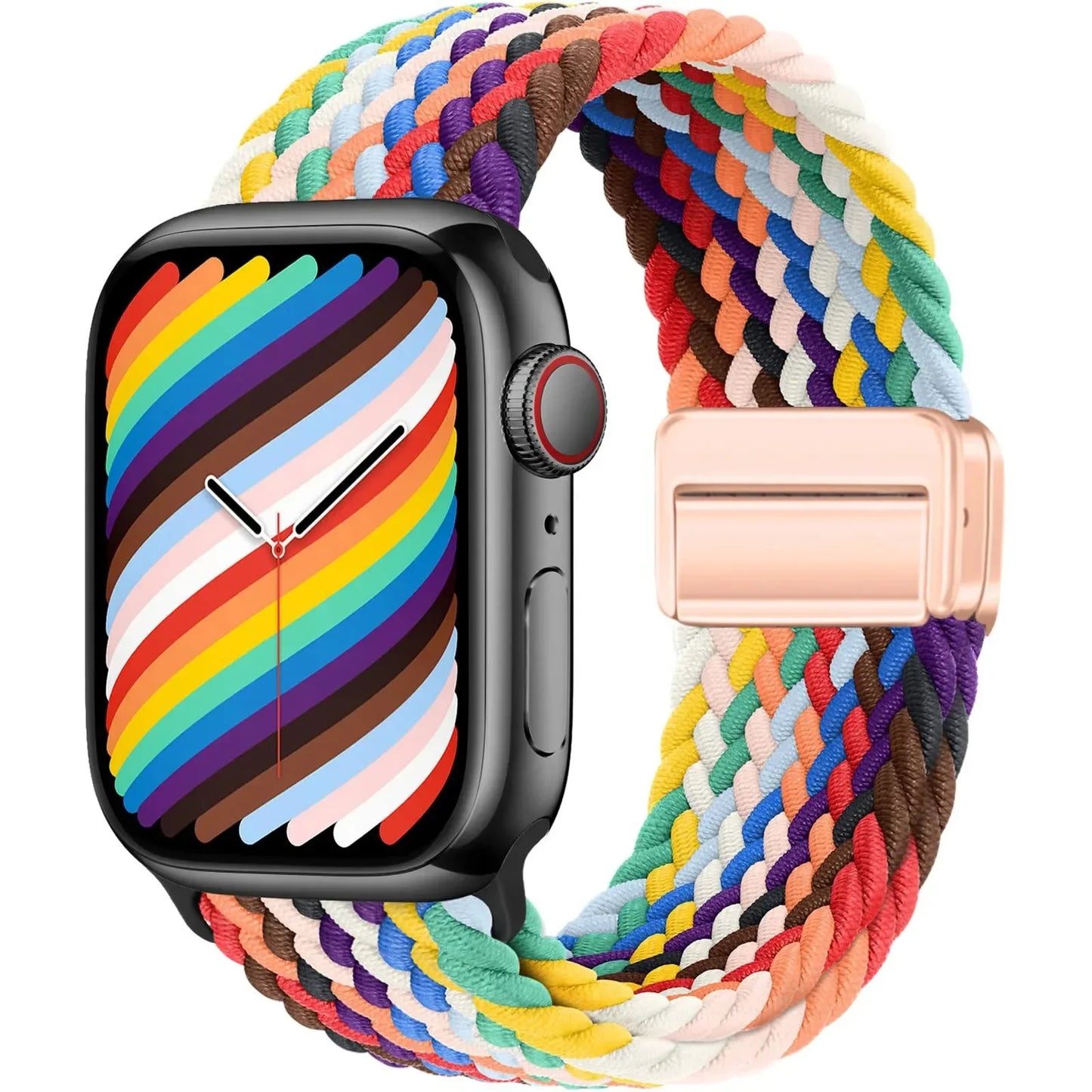 Braided Strap for Apple Watch Ultra 2 & Series 9–3, Magnetic Buckle Band 49–38mm